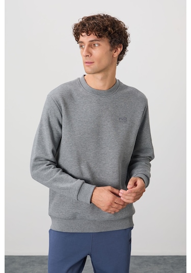 Tommy Life Omar Gri Melanj Şardonlu Erkek Sweatshirt - 88137 GRİ MELANJ