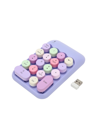 Shineyee 18 Tuşlu Kablosuz Numara Klavyesi, 2.4ghz Kablosuz, Sessiz Tip, Retro Renkli, Minik Tek El, Hesaplama Ve Excel İçin, Usb Alıcı, Abs Malzeme, Bilgisayar Uyumlu Pil Dahil Değil -奶茶色混彩