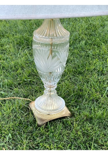 Kristal Desenli Cam Antika Abajur 75 CM