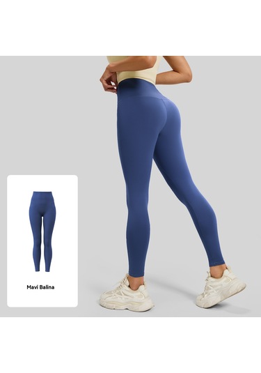 Kadınlar İçin Şeftali Kalça Kaldırıcı Spor Yoga Pantolonu Mavi