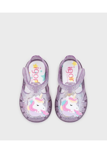 Igor S10341 Tobby Unicornio Çocuk Sandalet Simli Lila Lila