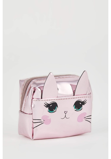 DeFacto Kadın Kedi Baskılı Fermuarlı Bozuk Para Cüzdanı W6316AZNSBR3