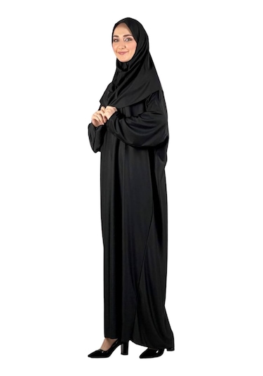 Zarif Namaz Elbisesi Ve Türban Tesbih Set Tesettür Şal Müslüman Kıyafetleri Abaya - Siyah Siyah
