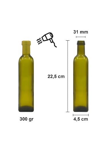 Afracam Maraska Yeşil 500 ML Cam Şişe Kapak Kapüşon 30 Adet