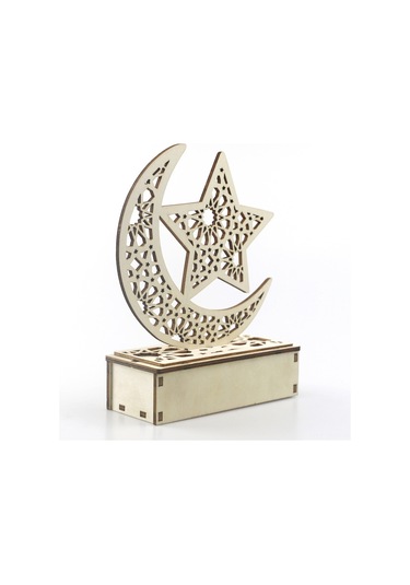 Ranyeek Ahşap Aydınlatma Dekorasyonu - Aydınlatabilir Ramazan Ayı Desenli Ahşap Heykeli, Pil Gerektirir Jm01874 Diğer