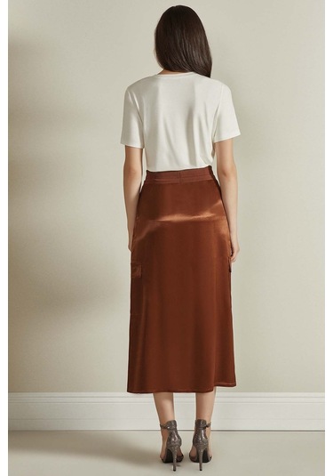 Evaze Kahverengi Dokuma Etek Kahverengi