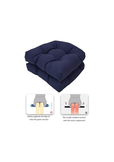 Sones 1 Çift 48 X 48 Cm Bahçe Veranda Rattan Sandalye Su Geçirmez Minder Kalın Yumuşak Kanepe Minderi Lacivert