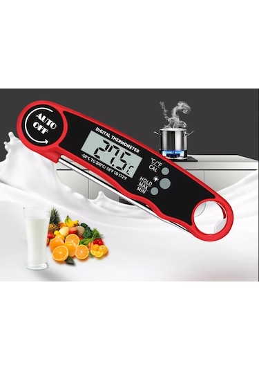 Paslanmaz Çelik Problu Dijital Mutfak Yemek Termometresi Açacaklı