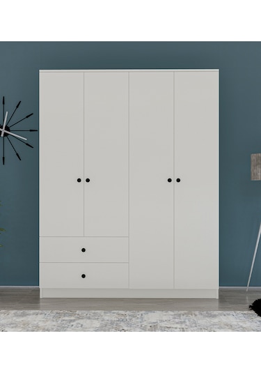 Metalia Metalia Gm 077 Novado Düğme Kulplu 4 Kapı 2 Çekmeceli Gardırop