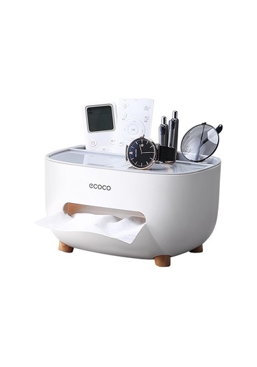 Tenfowee Krem Renkli Modern Minimalist Ev Ofis Masaüstü Katlanabilir Tuvalet Kağıdı Kutusu Kumanda Tutucu Organizer Krem