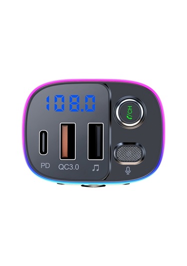 Sones T65 Araç Bluetooth Fm Verici Çift Usb Tip-c Qc3.0 Şarj Cihazı