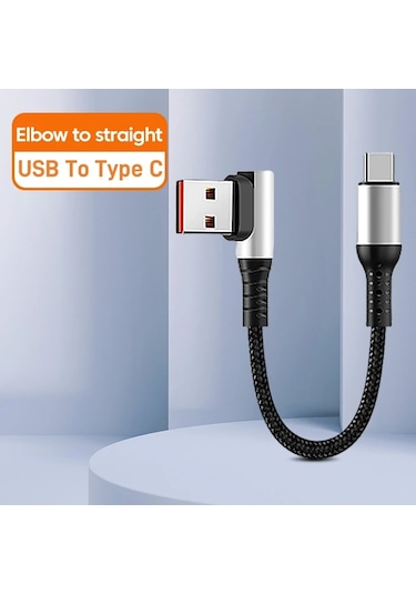 Crouchçift Dirsek Usb-c Kablosu 6a Hızlı Şarj Iphone Uyumlu 15 Android İçin 90 Derece Veri Kablosu Chınagökyüzü Mavi0,5 M