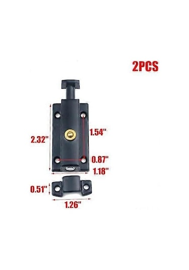 Yaylı Mandal Pimi Paslanmaz Çelik Güvenlik Kapı Sürgüsü Mandalı Siyah Sürgülü Kilit Vidalı Namlu Cıvatası 2'li Paket