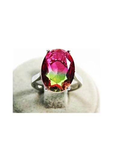 Gümüş Oval Turmalin Taşlı Kadın Yüzük