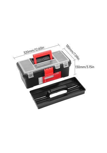 Suofeng 12,5 İnç Şeffaf Kapaklı Taşınabilir Plastik Alet Çantası - Bölmeli Ve Tepsili Pratik Ev Alet Saklama Kutusu