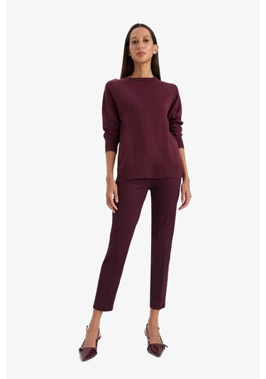 Defacto Sigaret Normal Bel Düz Paça Saten Pantolon J8743az25wnbr228 Bordo-br228