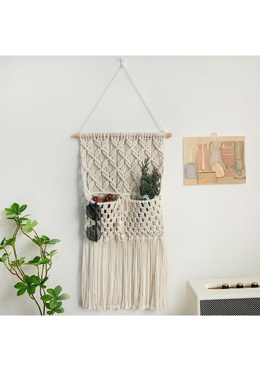 Suntek Makrome Duvar Asılı Goblen Boho Dekor Saklama Çantası