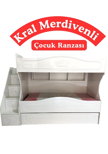 Kral Merdivenli Çocuk Ranzası