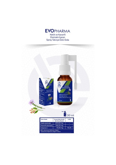 Evo Pharma Kekik ve Karanfil Ekstraktı İçeren Sprey Takviye Edici Gıda 30 ML