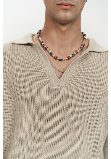 Magnus Polo Yaka Bej Erkek Triko Kazak Bej