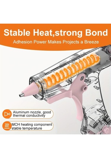 Honeybeeshop Pembe Akulu Sicak Silikon Tabancasi 3 7v Sarj Edilebilir Hizli On Isitma 10 Adet Mini Silikon Cubuk Sanat El Sanatlari Icin