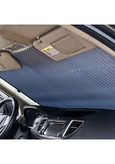 Ally 46 CM Araç Ön Cam Güneşlik Otomatik Geri Çekilebilir Branda Siyah - Gri