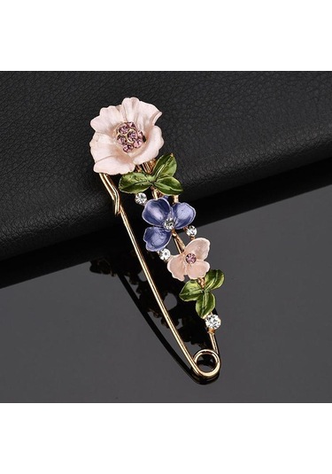 Zarif Pin Çiçek Emaye Broş Kadınlar Basit Yaka Pin Aksesuarları Pembe