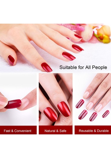 Qingmipy 12 Adet Tek Renk Tirazlı Abs Tırnak Seti - Yeniden Kullanılabilir, Kolay Tak-çık, Profesyonel Manikür Aletleriyle F648-3