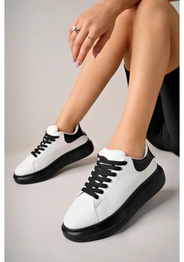 Luis A Costa Lc101 Beyaz Siyah Cilt Siyah Taban Kadın Sneaker Renkli