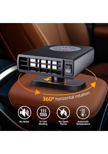 Wondernest 2025 Yükseltmesi Taşınabilir Lichen Isıtıcısı, Araba Ve Ev Kullanımı İçin 2'si 1 Arada Hızlı Isıtıcı Fj Siyah