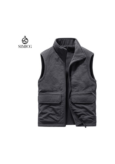 Erkekler İçin Sonbahar Ve Kış Dış Mekan Yeleği Günlük Yelek Gri