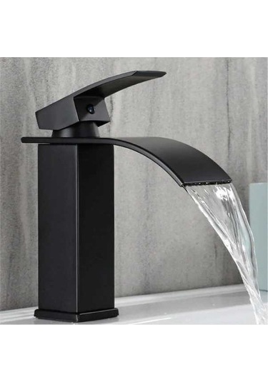 Novahub Şelale Lavabo Musluk Paslanmaz Çelik Sıcak Soğuk Siyah