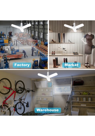 Symbee 4'lü 30w Değişken Şekil Led Lambası, 3000lm 6500k Beyaz Işık, E27/e26 Tutucu, Garaj-atölye-iç/çevre Kullanıma Uygun