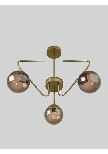 Lunor Eskitme Metal Bal Rengi Cam Küre Başlıklı Modern 3'lü Avize