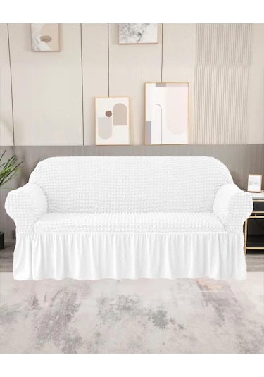 Upmall Bürümcük Koltuk Örtüsü Kanepe Örtüsü 3lü Beyaz Beyaz