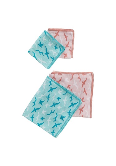 Ecocotton Turna Kız Bebek Müslin Örtü Seti Somon 100 X 100 Cm Turkuaz