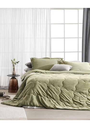 Madame Coco Kaira Çift Kişilik Comforter Set - Haki Çok Renkli