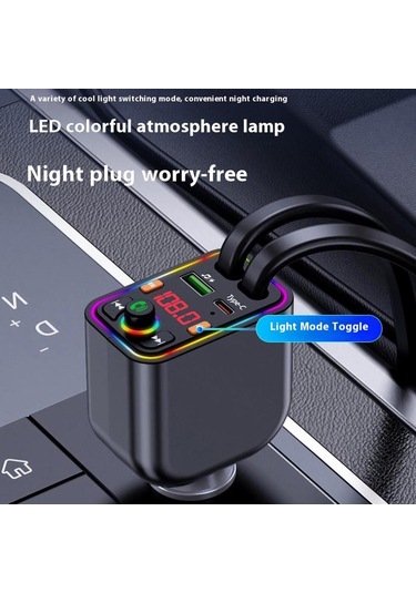 Y6 Geri Çekilebilir Kablo Eq Ayarı Bluetooth Fm Verici Araç Şarj Cihazı Mp3 Çalar