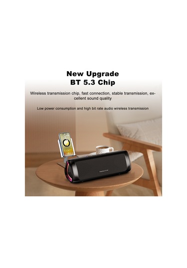 Ximistore9 Siyah 20w Taşınabilir Bluetooth Hoparlör - Ipx6 Su Geçirmez, 12 Saat Çalma Süresi, Renkli Led Işık, Derin Bass, Bt 5.3