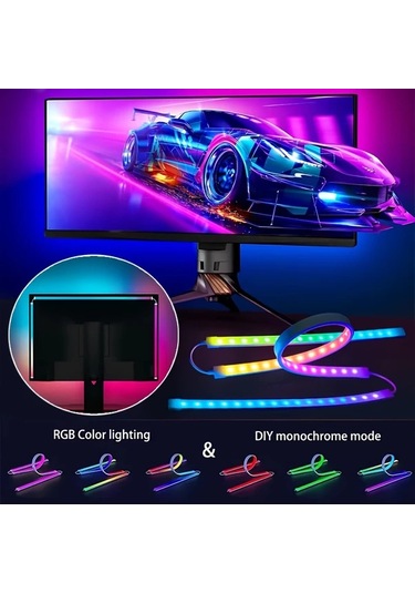 86.36cm Ekran Rengi Ve Müzik Ve Oyun İle Senkronize - Monitörler İçin Akıllı Led Şerit Işıkları, Rgbıc Bilgisayar Işık Barları, Usb Güçlü, Yazılım Kontrolü, Oyun Ve Masa Dekorasyonu İçin İdeal