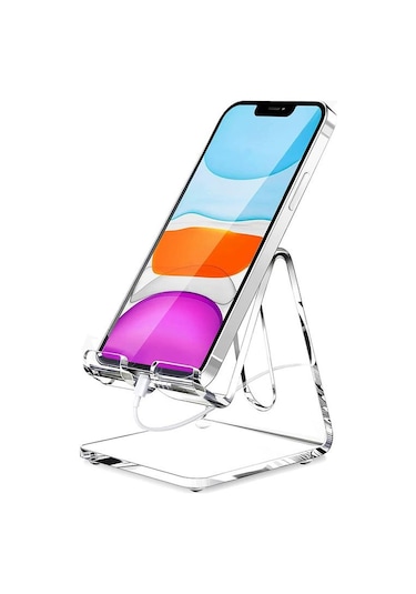 Şeffaf Akrilik Cep Telefonu Standı Masa Yerleştirme Tutucu Akıllı Telefon İçin Evrensel Masaüstü Şarj Cihazı Desteği Telefon Montajı A1