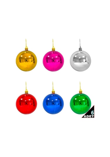 Yılbaşı Ağaç Süsü Cici Top, 8 cm - 6 Adet