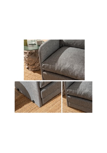 Pafu Saga Tekli Katlanır Yataklı Koltuk Keten Açık Gri