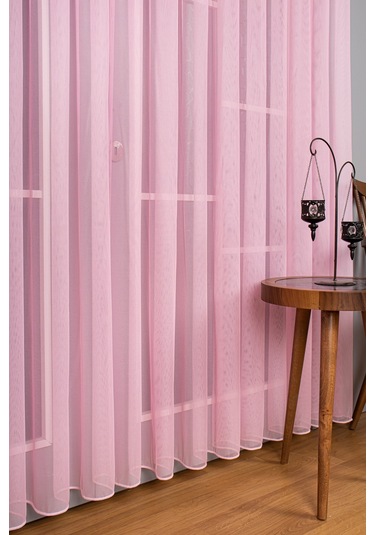 Şeker Pembe Grek Tül Perde Petek Zemin