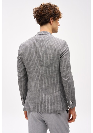 Erkek Siyah Slım Fıt / Dar Kalıp Geniş Kırlangıç Ceket-16418 Siyah