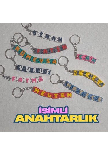 İsimli Hareketli Anahtarlık - 2 Renkli Çok Renkli