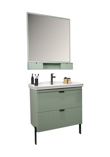 Kobos Noble 80 Cm Banyo Dolabı Seti Mint Yeşil
