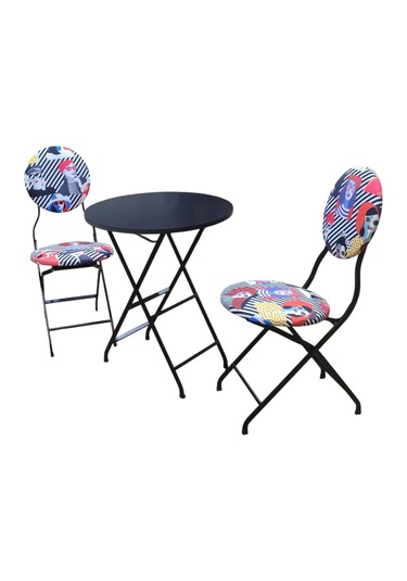 Katlanabilir Soyut Kadın Metal Masa Ve Sandalye Takımı - 2 Sandal