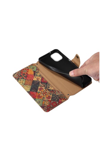 İphone Uyumlu 15 Plus Kılıf Çiçek Baskılı Pu Deri Cüzdan Kart Yuvaları Telefon Kılıfı