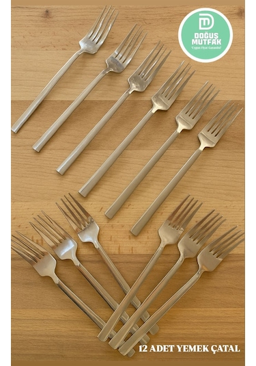 Yemek Çatal 12 Li 2 Ml Paslanmaz Çelik Çubuk Model Gri